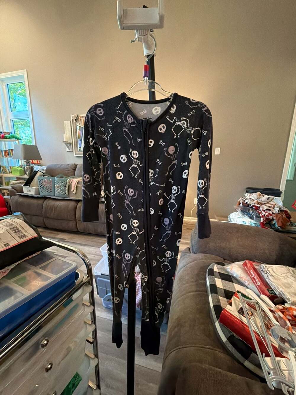 Little Sleepies Skeleton Zippy Size 6-12 Months Black Dancing Skeletons